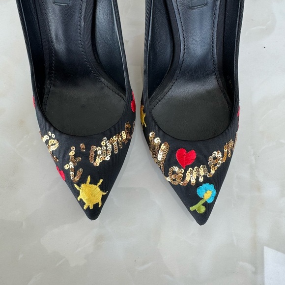 Pristine RARE Dolce & Gabbana Je Taime Maman Sequined Embroidered Pumps Sz 37 - Picture 4 of 13